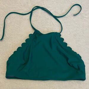 Teal Scalloped Halter Bikini Top